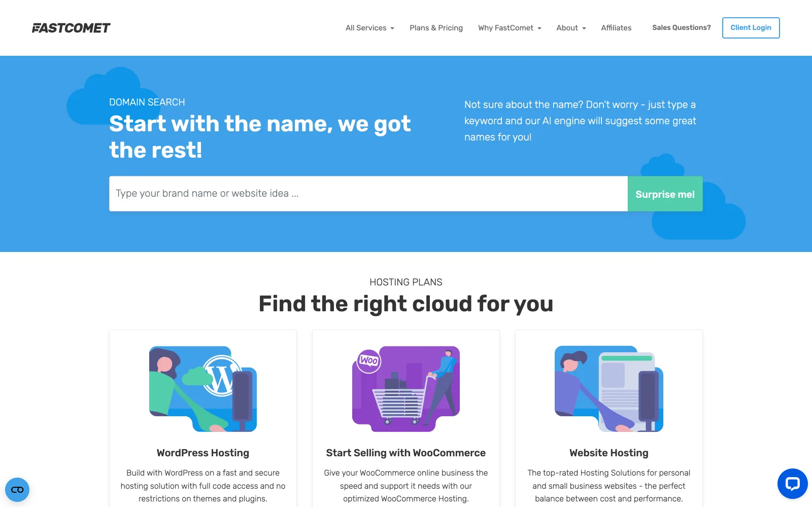FastComet 官网首页